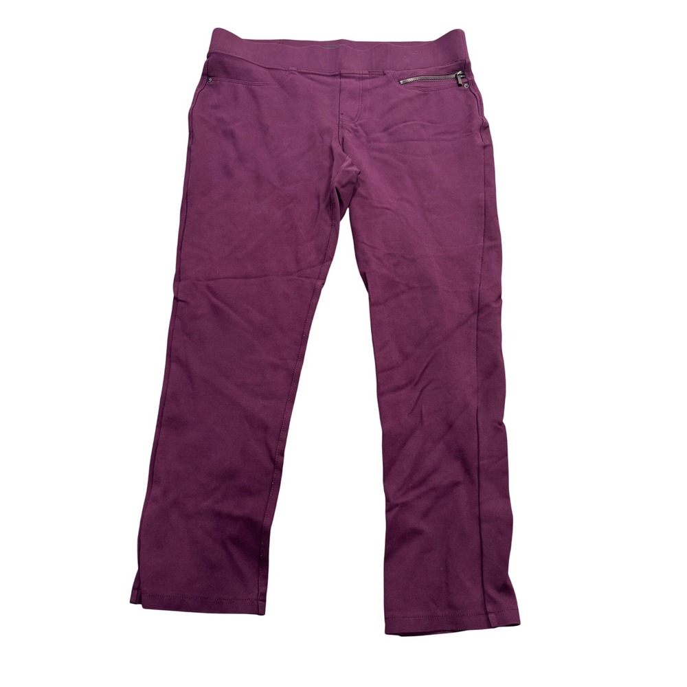 DKNY Jeans Womens Medium Plum Purple Pull On Stretch Pants Zipper Pocket Crop